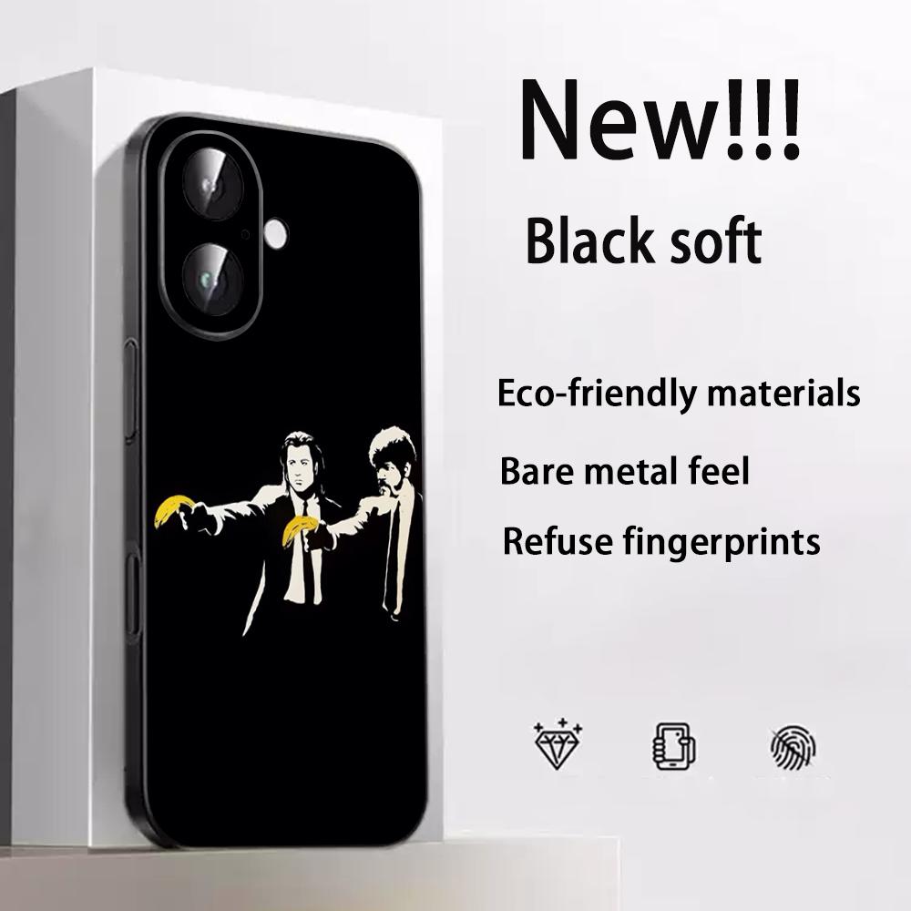 Classic Movies Pulp Fictions Poster Phone Case For iPhone 17 16 E 15 14 13 12 Plus Mini Pro Max Soft Black Shockproof Cover