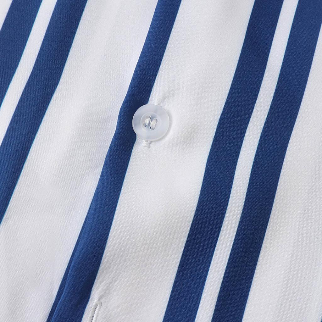 Haut Décontracté de Vacances Hawaïennes pour Homme Ample Confort Chemise à Manches Courtes Rayée