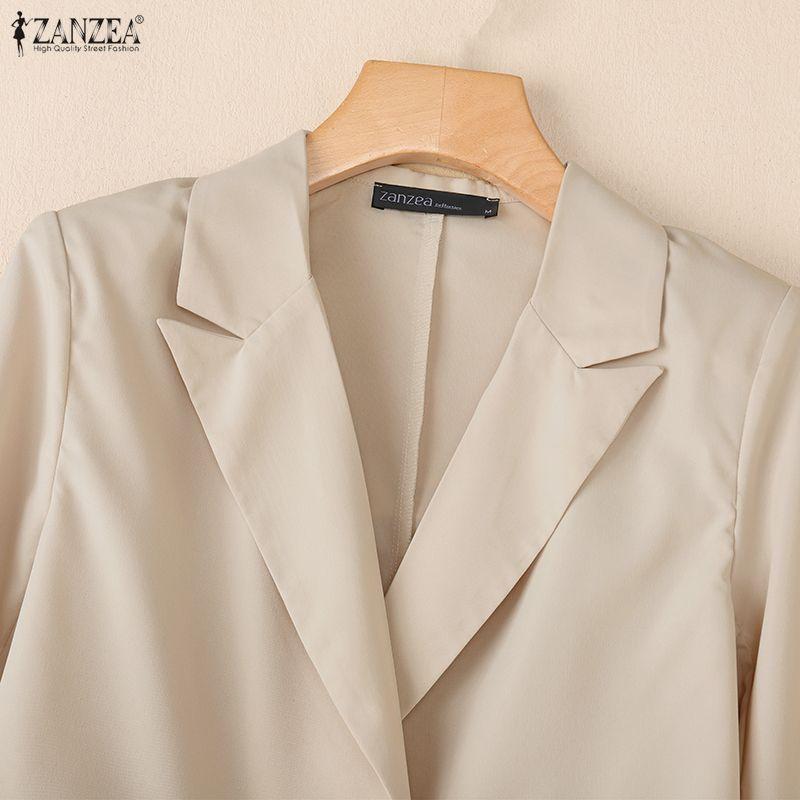 ZANZEA Women Casual Notched Lapel Long Sleeve Loose Thin Cardigan Tops