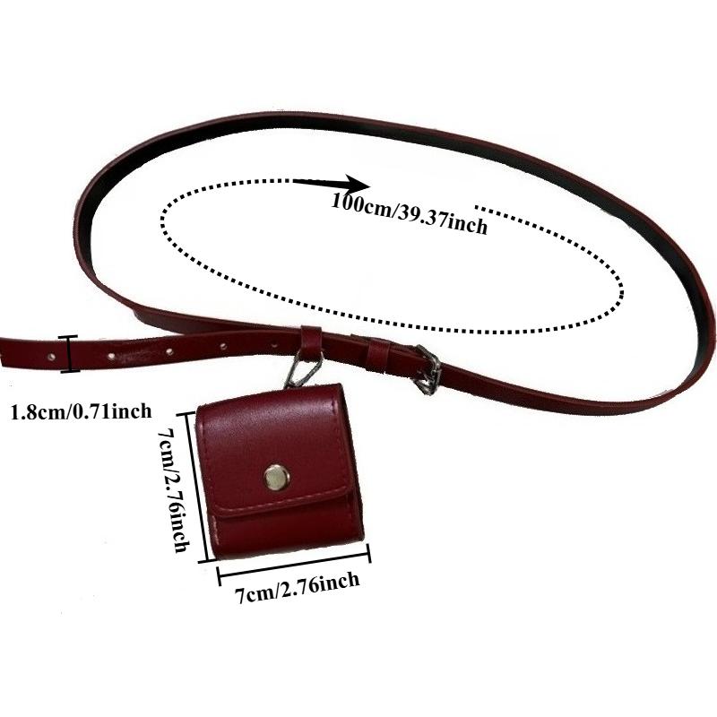 Korean-Style Retro Versatile High-End Red Belt with Small Waist Pouch—Trendy Elegant Minimalist Women’s Waist Chain