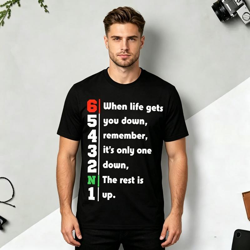 1N23456 Life Quote Graphic TShirt for Riders Motorcycle Gear Shift Inspirational Quote Print Unisexs Casual Hot Sale Y2k Hipster