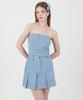 CATTLINE Denim Ribbon Crop Top (Light Blue)