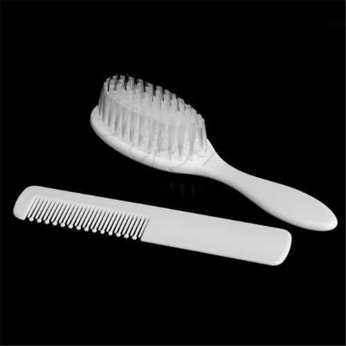 Baby Hair Brush and Comb Set for Newborn Toddler Infant Healthcare and Grooming Kit, Scalp Massage, White