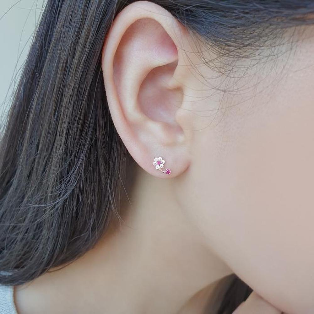 14K Ruby Flower Drop Cubic Piercing (S7480919)