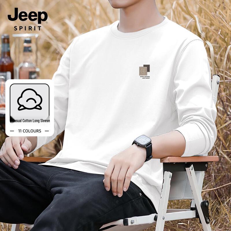 JEEP SPIRIT Men s 2025 Breathable Cotton Long-Sleeve T-Shirt 2XL