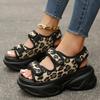 Summer Leopard Platform Sandals for Women Thick Sole Open Toe Wedge Heels Chunky Sandals Casual Comfortable Sports Women Sandals