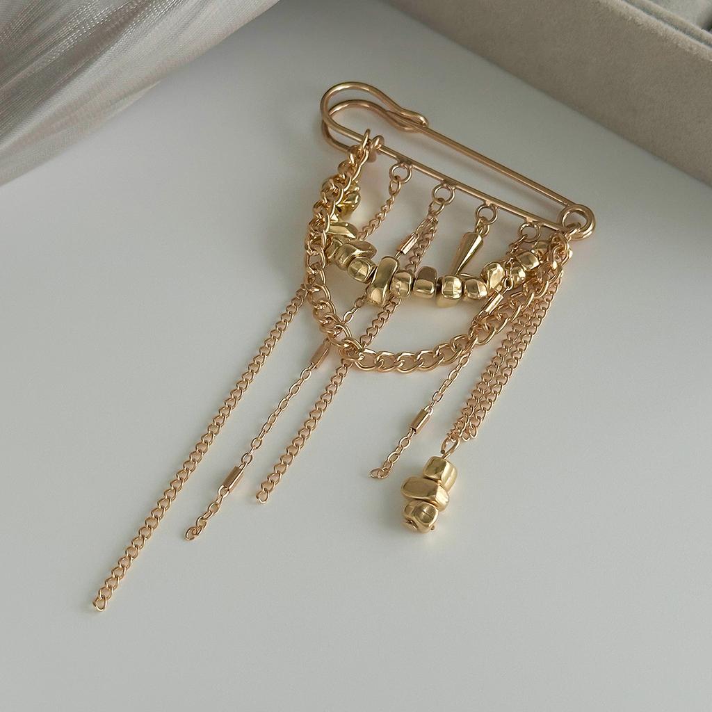 2025 Multi-Functional Chain Tassel Brooches for Women Handmade Beaded Chain Pin Fixator Trouser Leg Simple Clothes Accessory