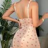 New European and American Popular INS Wind Deep V Printing Plaid Suspender Skirt, Fun Pure Desire Wind Temptation Nude Dress