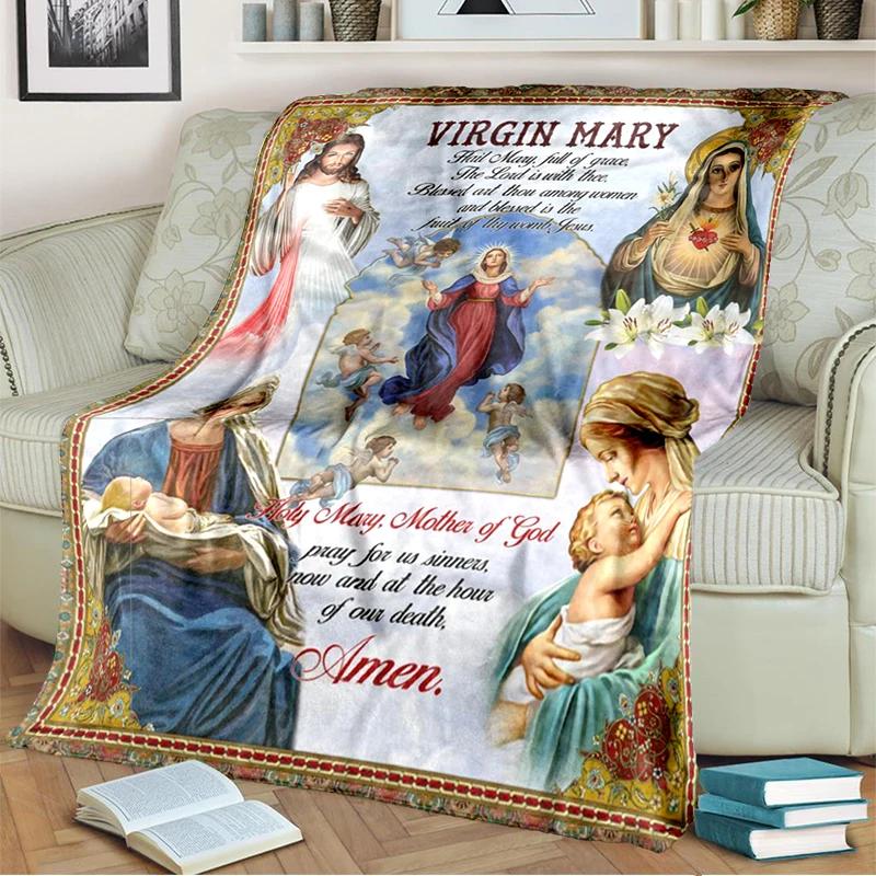 Our Lady of Guadalupe Blanket Religion Mary Throw Blanket Soft Sofa Cover Flannel Lightweight Warm Blankets for Bedroom Couch