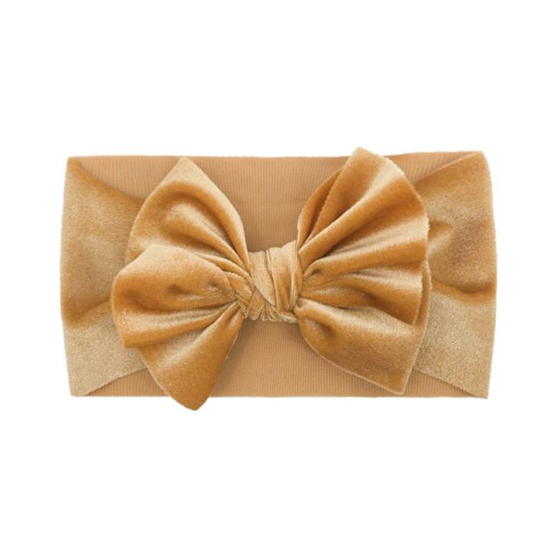 New baby bow headscarf, wide-brimmed gold velvet cute hair accessories for infants and toddlers, princess children's headband.