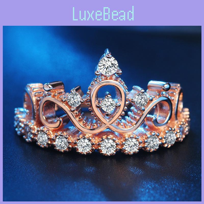 Luxurious Korean Rose Gold Crown Ring With Brilliant Faux Gemstones For Women