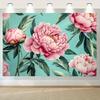 2D plane bright pink peony background cloth on green cyan background suitable for living room bedroom polyester fiber