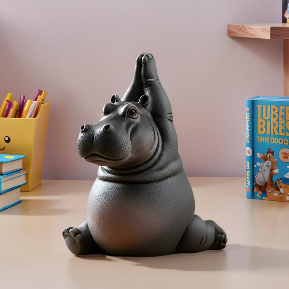 Creative Hippo Yoga Figurine Home Decoration Cute Animal Yoga Ornament Resin Hippo Figurine Desktop Decoration Funny Gift