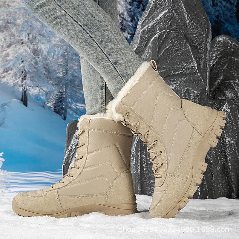 2025 New Winter Snow Boots Women's Winter Velvet Thickened Thick-soled Waterproof Northeast Warm Cotton Shoes Outdoor