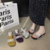 2025 New Summer Upgrade Rhinestone Light Luxury Full Diamond Fashion Versatile Explosion Flat Heel Home Beach One-word