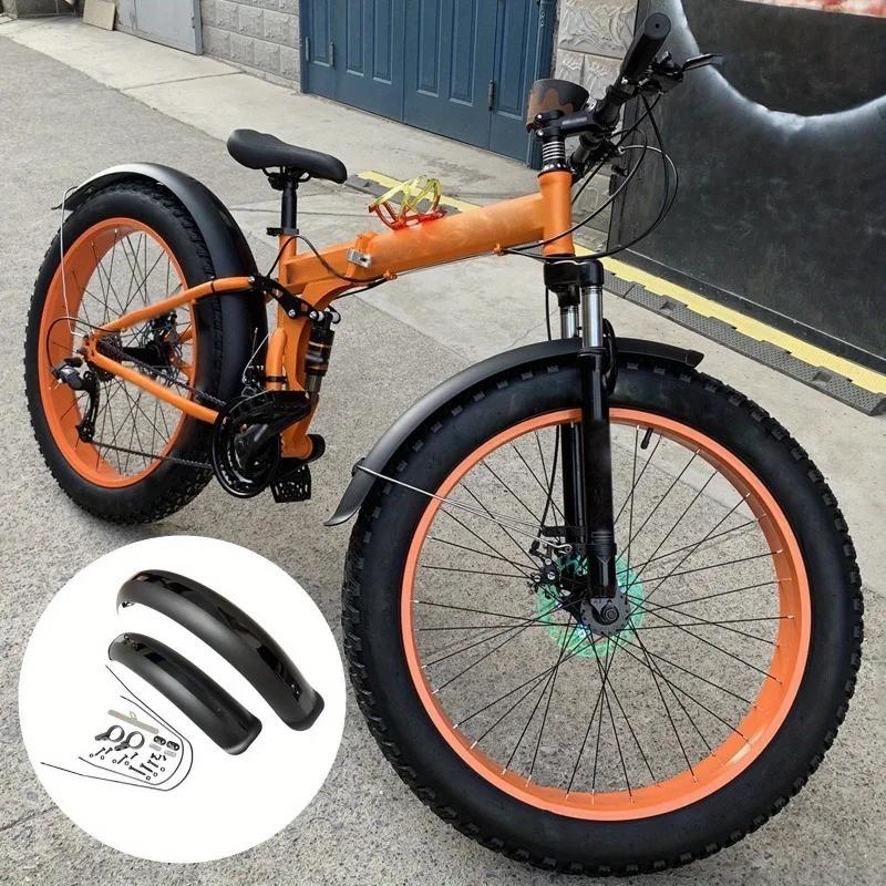 Bike Mudguard Front Rear Set Components for Mountain Bike Traveling Outdoor Orange.