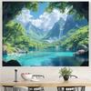 Scenic Mountain Lake Waterfall Tapestry Wall Hanging Boho Home Decor Living Room Bedroom Background Wall Art Blanket