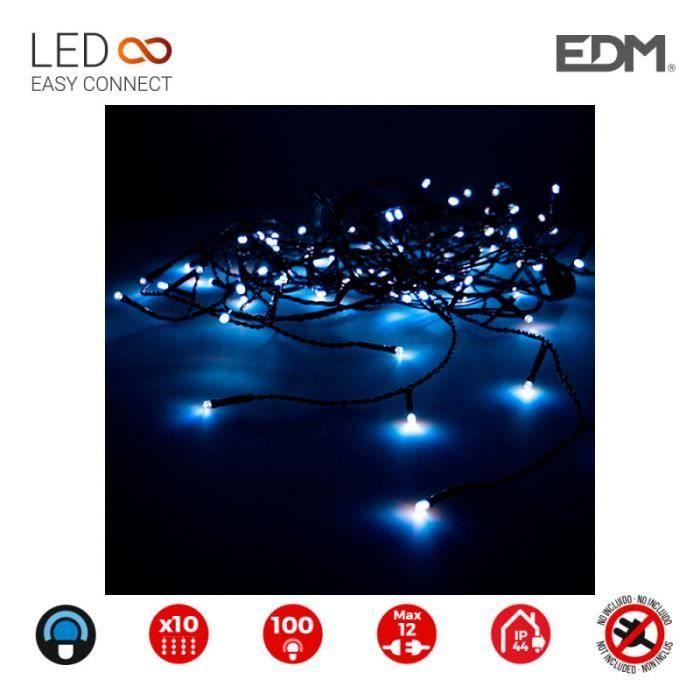 Guirlande Easy-connect 2x1mts 10 Bandes De 100 Led Bleue 30v (usage Int. Ext.) Edm Total 1,8w