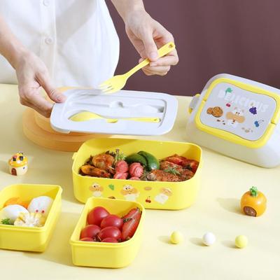 Tragbare Kunststoff-Lunchbox mit Fächern, große Kapazität, Mikrowellen-Lebensmittelbox, auslaufsicher, bunte Lebensmittelbehälter, Obst