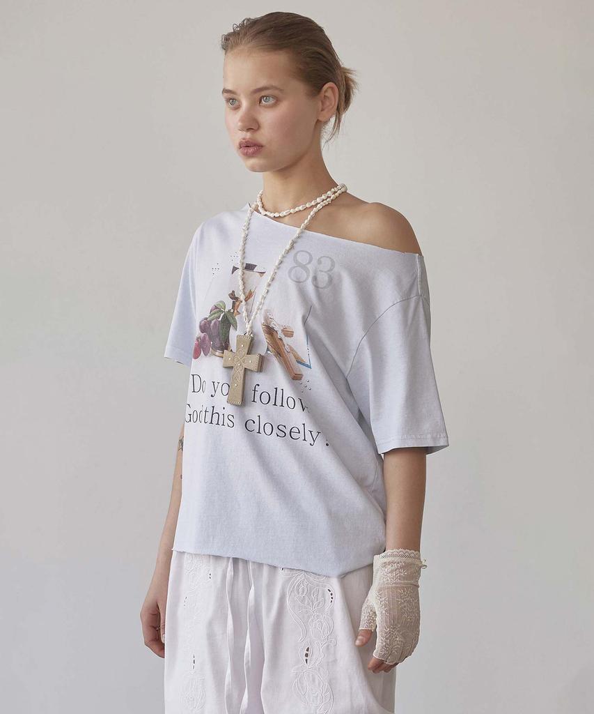 SCULPTOR 83 Faith Cut Out Tee Washed Blue