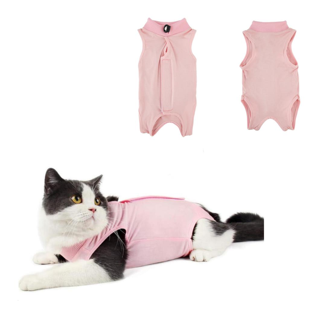 Cat Recovery Suit Breathable Anti-Lick Surgical Suit Post Surgery Neuter Outfit for Cats Kittens