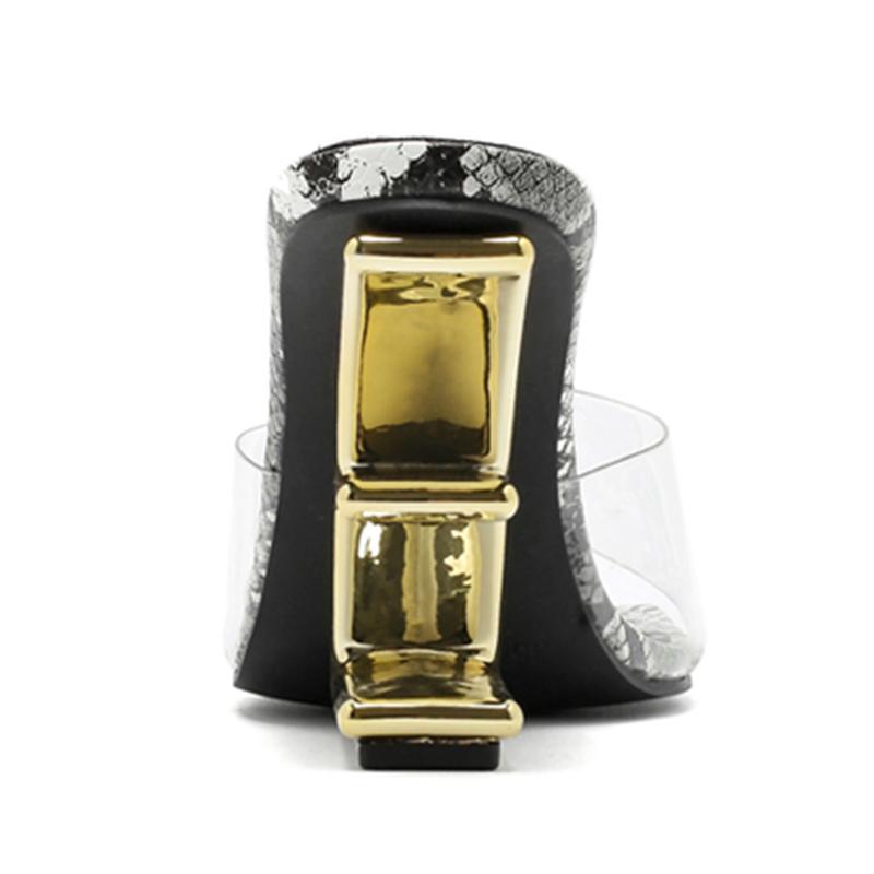 Fashion Eilyken PVC Transparent Women Slippers Designer Fretwork High Heels Sandals Summer Square Toe Party Dress Female Shoes