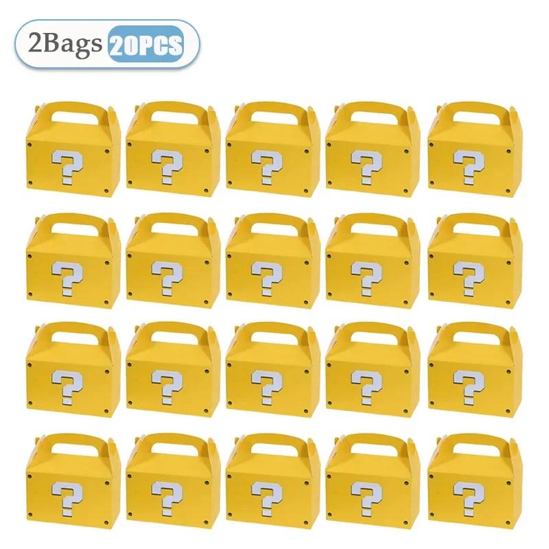 10-80PCS Yellow Question Mark Candy Box with Handle Wedding Favor Gift Box Fold Bread Packaging Bag Birthday Party Decoration