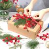 40Pcs Artificial Pine Needles Branches Greenery Faux Red Berry Picks Fake Flowers for DIY Wreath Xmas Embellishing Decorations