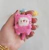Cute Smiling Cat Doll Crochet Keychains Cartoon Kitten Keyrings For Bag Pendant Knitting Animal Doll Keychain Custom Accessories