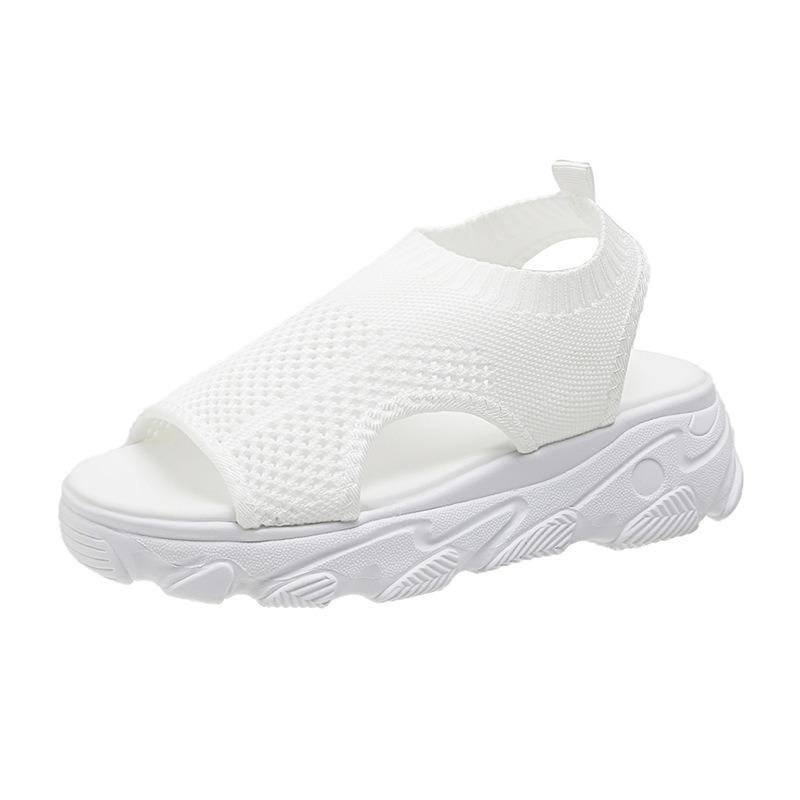 Summer New Muffin Bottom Knitted Cloth Surface Fish Mouth Women's Sandals Light Tide