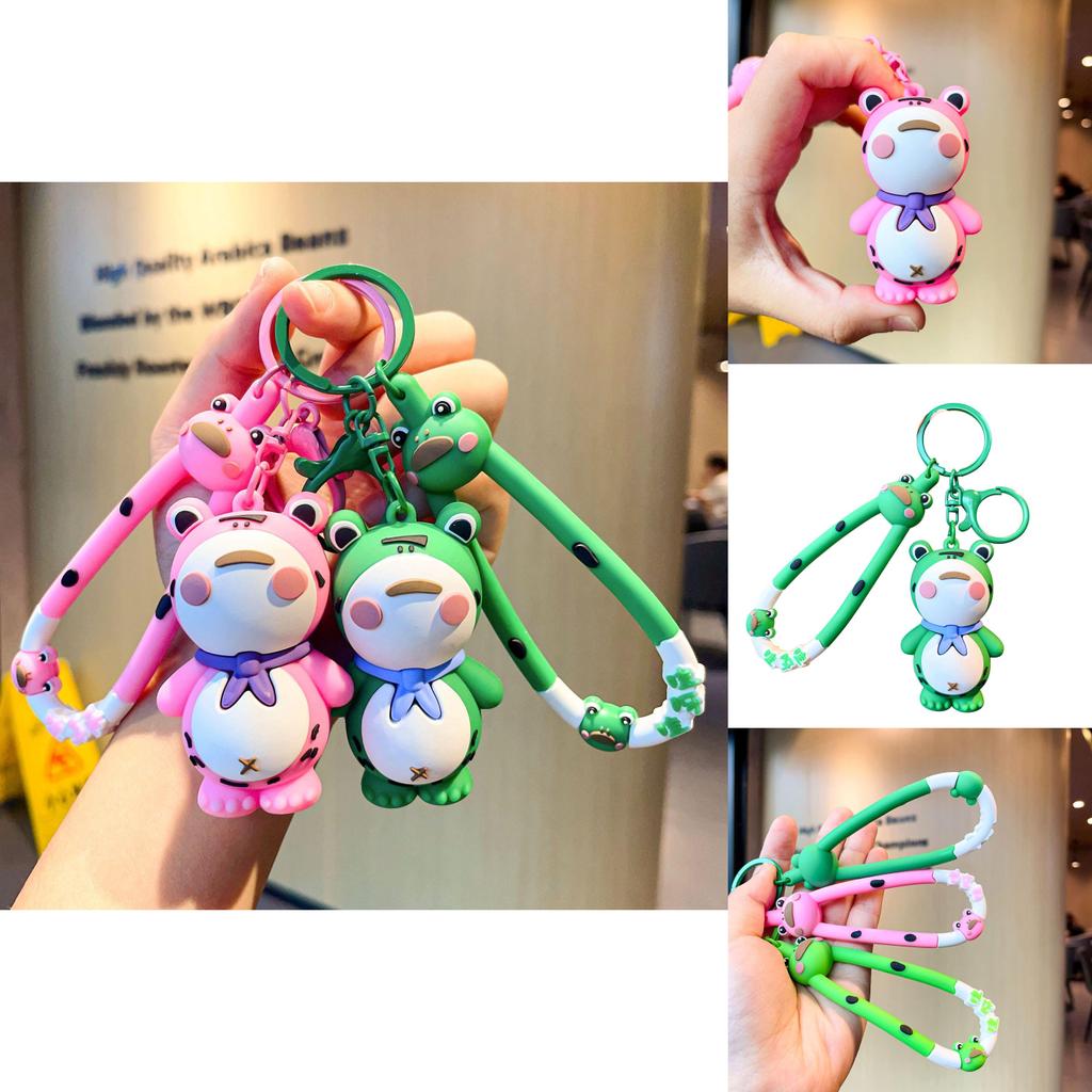 Adorable Cartoon Frog Keychain Silicone Key Accessory For Bags And Cars