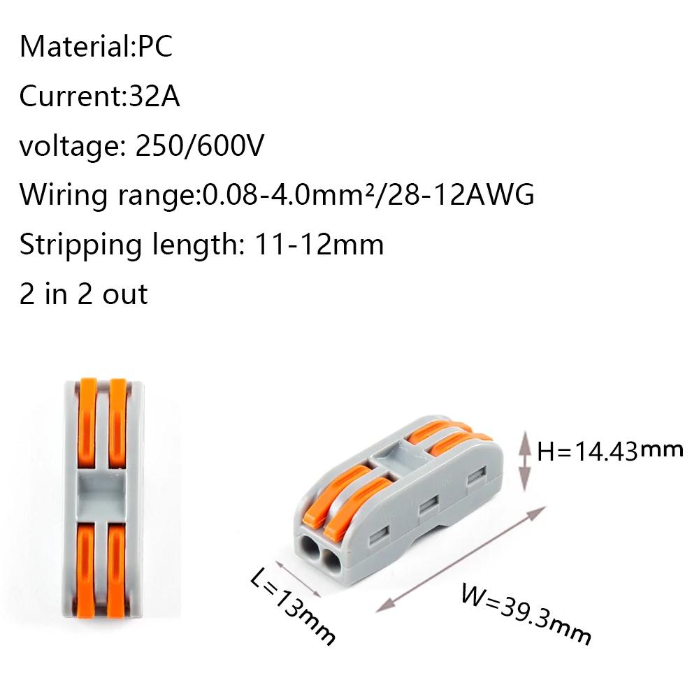 10pcs Mini Mini Quick Wire Connector PCT-221/222/223/224/225 Universal Compact Electric Push-in Connectors Quick Terminal Block