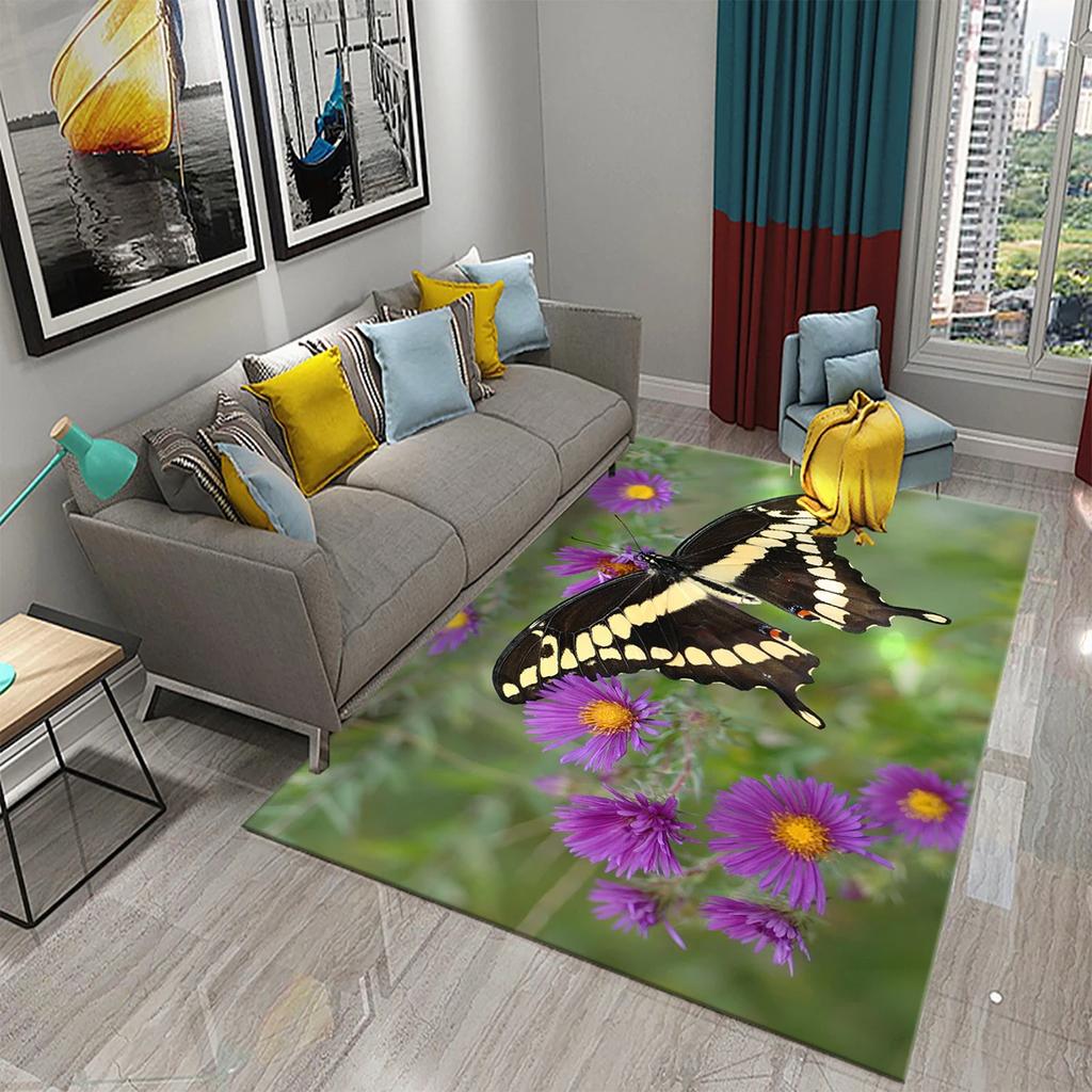 3D Colorful Butterfly Flower Carpet Entrance Door Mat Indoor Carpets Bedroom Decor Living Room Floor Mats Bathroom Non-slip Rug