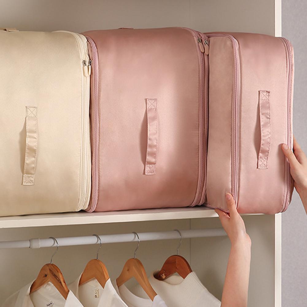 Quilt Storage Bag With Handbag Large Capacity Compression Packing Cubes Suitcase Clothes Organizers Bin For Blanket Wardrobe