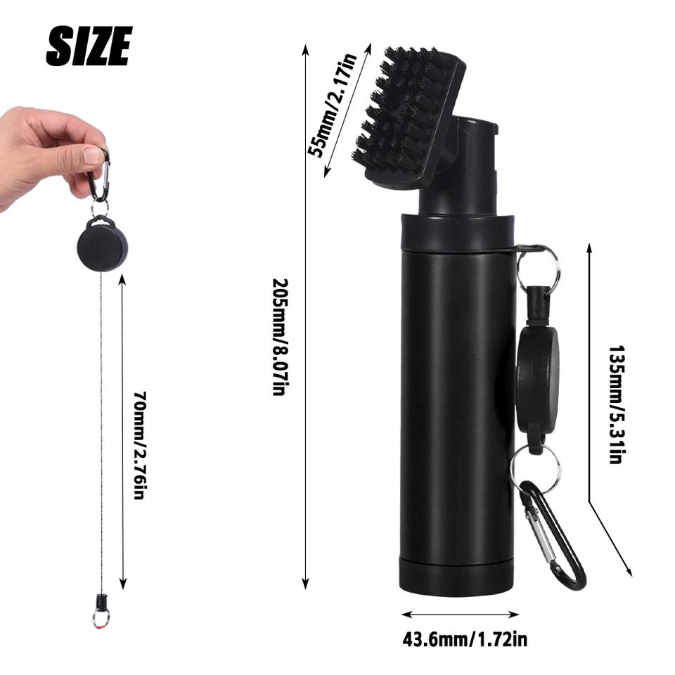 Professional Golf Club Head Cleaning Brush Spray Bottle Groove Tube Golf Brush With Retractable Hook