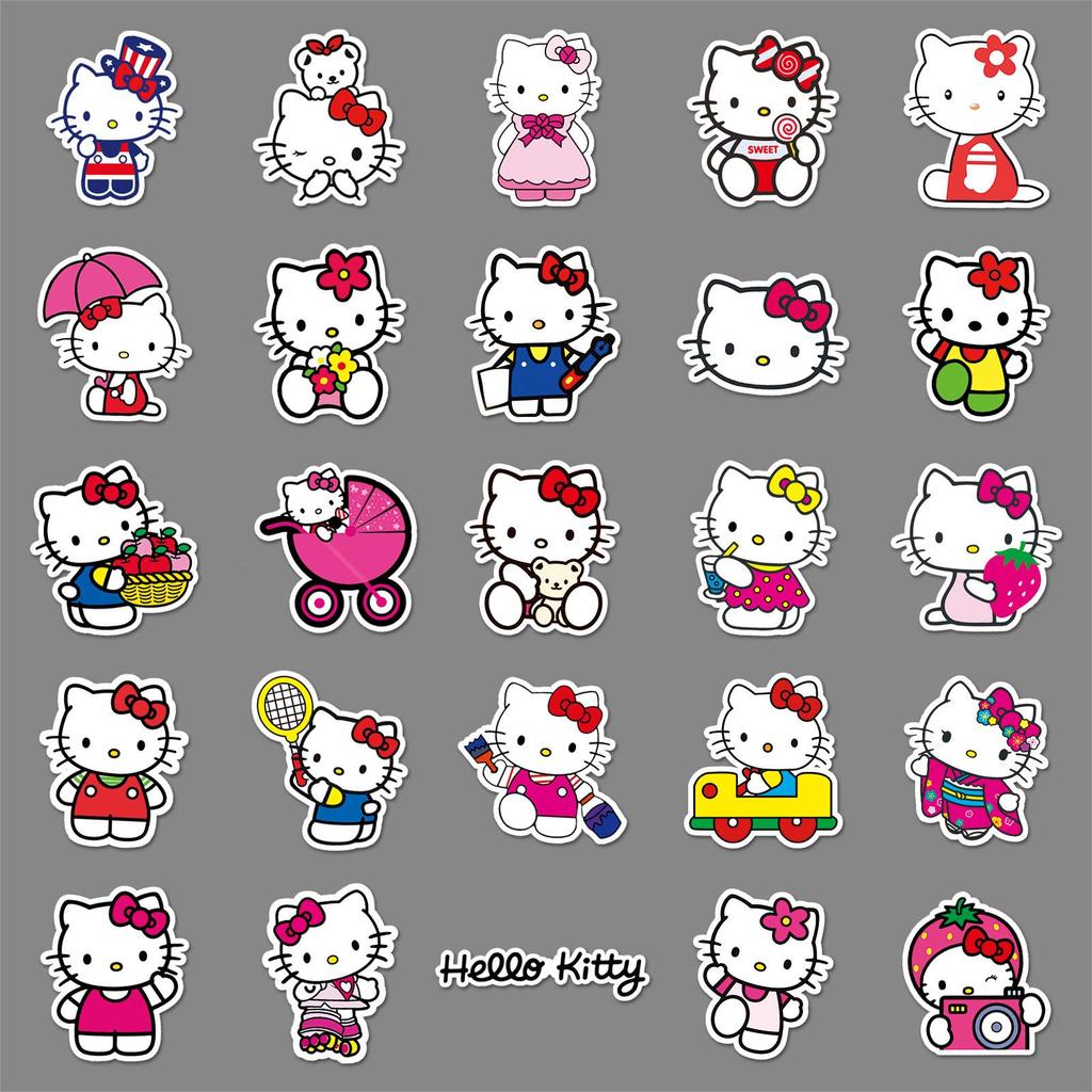 50 Cartoon KT Cat Stickers for Laptop, Suitcase & Phone Decoration
