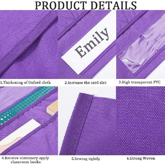 CRASPIRE Chair Buddy Storage Pocket 19x16.5inch Chair Back Organizer Chart Purple with Name Tag Label Slot Students Seat Chairback Multiple Pockets
