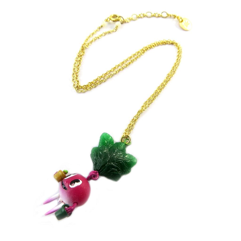 Les Trésors De Lily [P2204] - Handmade Necklace 'Monde Merveilleux' (Vegetable Garden of Happiness) Pink Green Gold