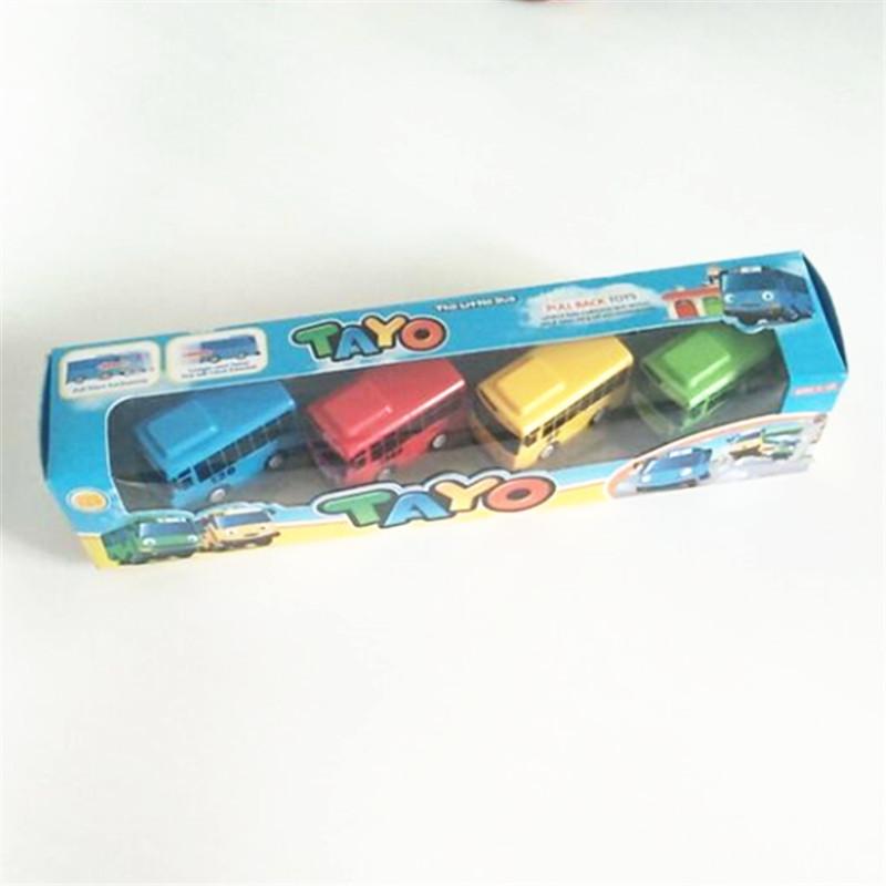 New 4pcs/set ko Toy the Little Bus Mini Plastic Pull Back Blue Tayo Red Gani Yellow Lani Green Rogi Bus Car Model for Baby Gift