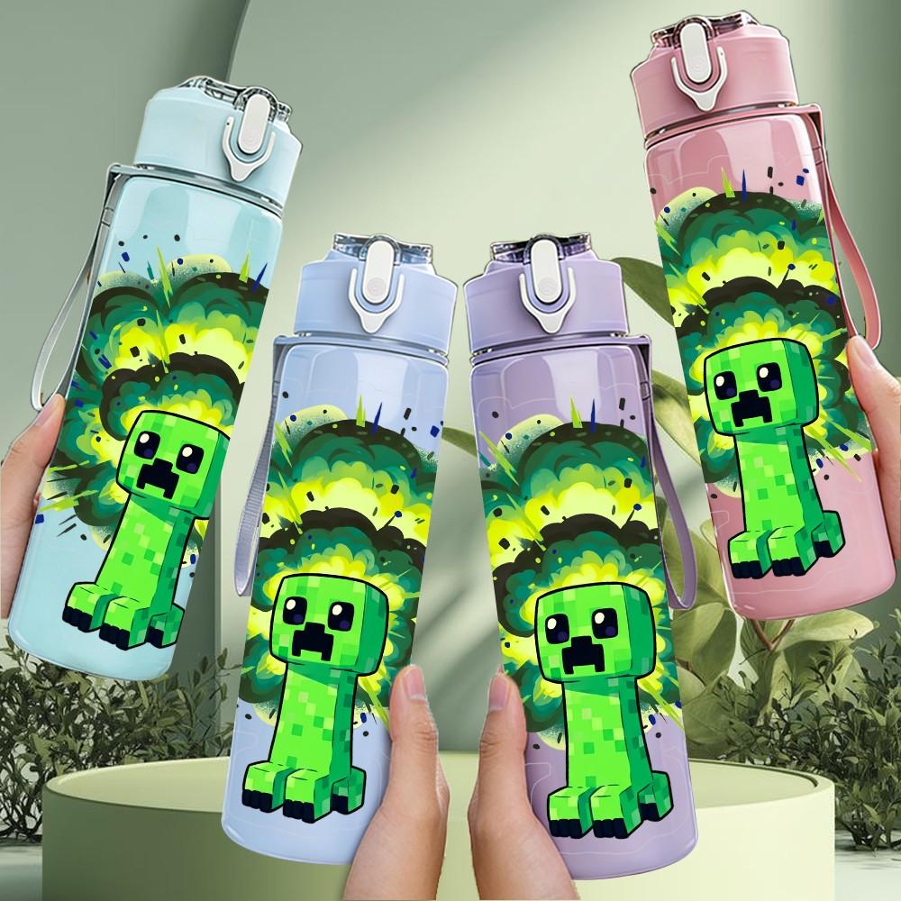 1PC Green Slime Monster Splash Cartoon 750ml Color Plastic Sports Water Bottle Leakproof Flip Straw Lid Suitable for Sports Office Home Use