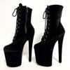 20CM Stiletto Suede Sexy Round Toe Pole Dance Boots - Platform Nightclub Model High Heels for Plus Size