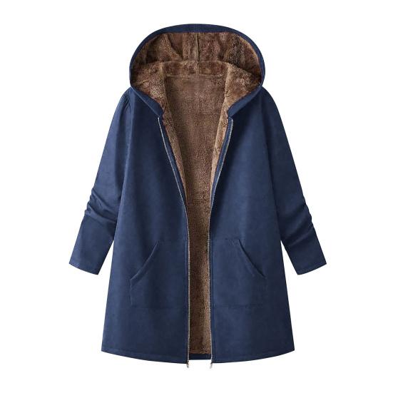 Women's Sherpa Lined Hooded Coat Casual Full Zip Up Long Coat Thicken Winter Warm Fleece Jacket with Pockets