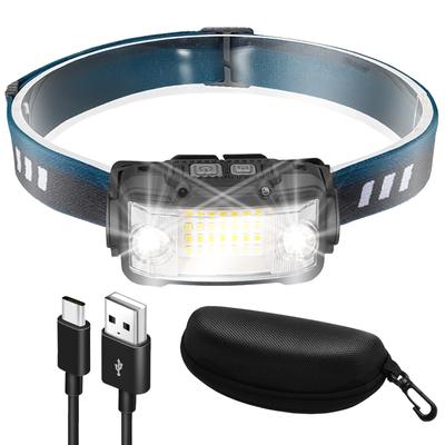Rechargeable LED Headlamp, Neck Light, 17 Hours of Light, Case Included, Ultra-Wide Angle, Compact, Equipped with Sensor, Waterproof, for Disaster Pre