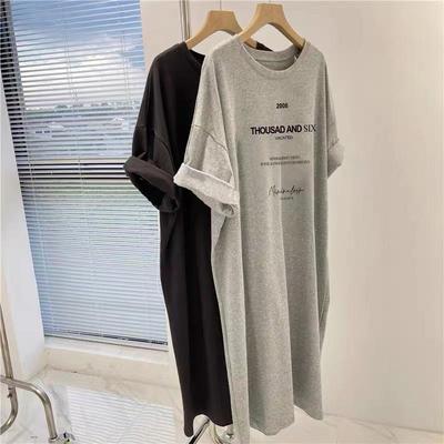 Women's Fashion Summer Spring Letter Print Short Sleeve O-Neck Dresses