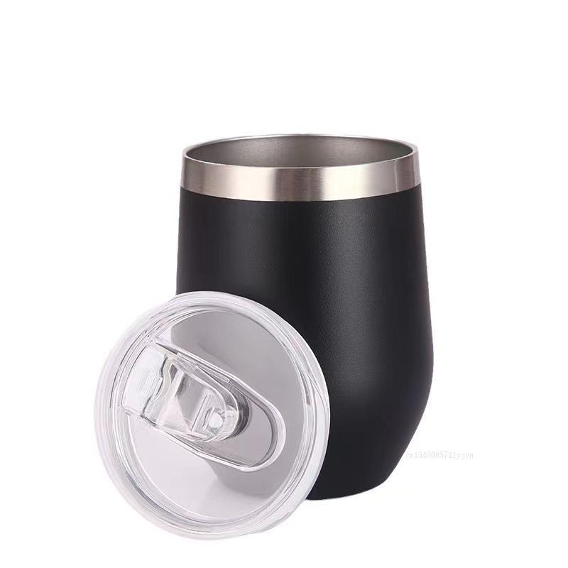12OZ Stainless Steel Eggshell Cup Double Wall Insulated Vacuum Drinking Cup with Lids U-shaped Coffee Mug Thermal Cup for Coffee
