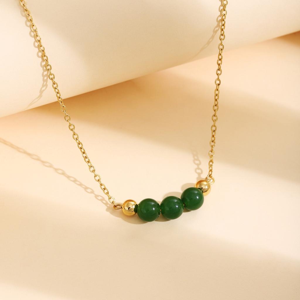 Vintage Necklace Featuring Natural Stone Adjustable Length Necklace Stainless Steel Texture Present for Women and Girl
