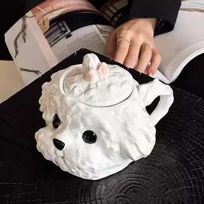 1 Set High-looking Festival Zegeningen Hondje Schattige Keramische Mokken Tafel Drie-dimensionale Beker Prachtig Wit Verjaardagscadeau