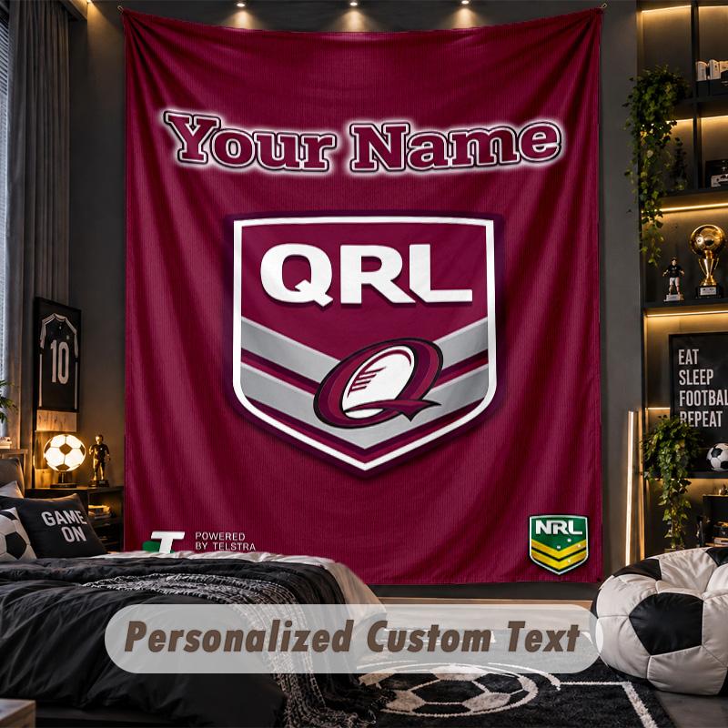 TapestryQueensland Maroons Custom Name Text Personalized Wall Hanging Tapestry Home Wall Decor