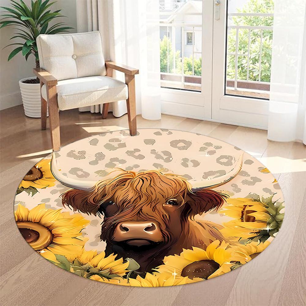 Yak Round Floor Mat Suitable for Living Rooms Study room Hallway Outdoor Antislip Round Carpet Anime Office Decor