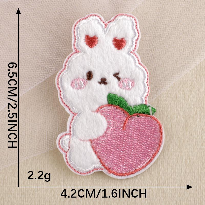 Duoku Cartoon Rabbit & Strawberry Self-Adhesive Embroidery Cloth Patch for DIY Clothing Accessories